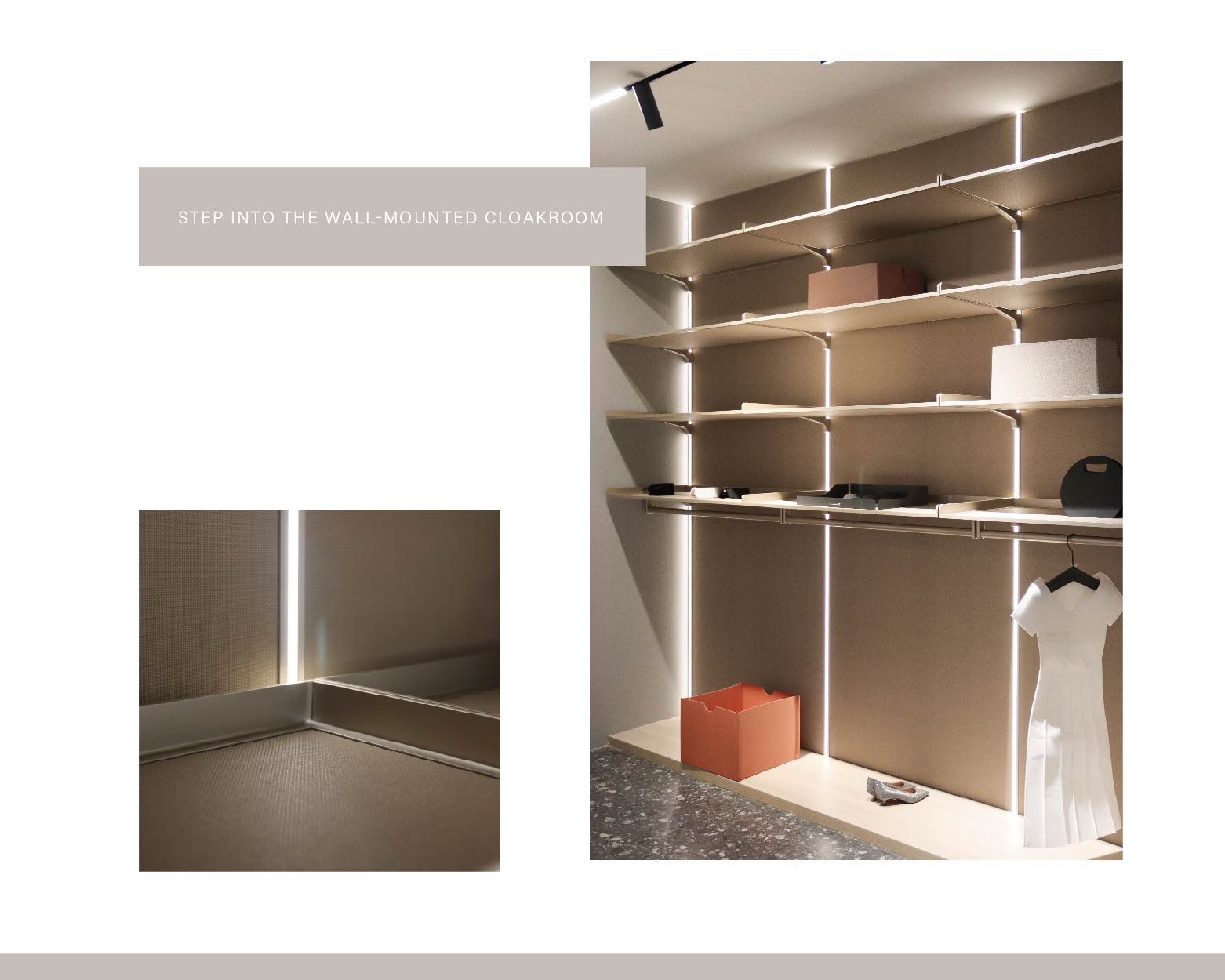 Modern custom walk-in wall hanging cloakroom bookcase wardrobe system Bedroom open wardrobe design